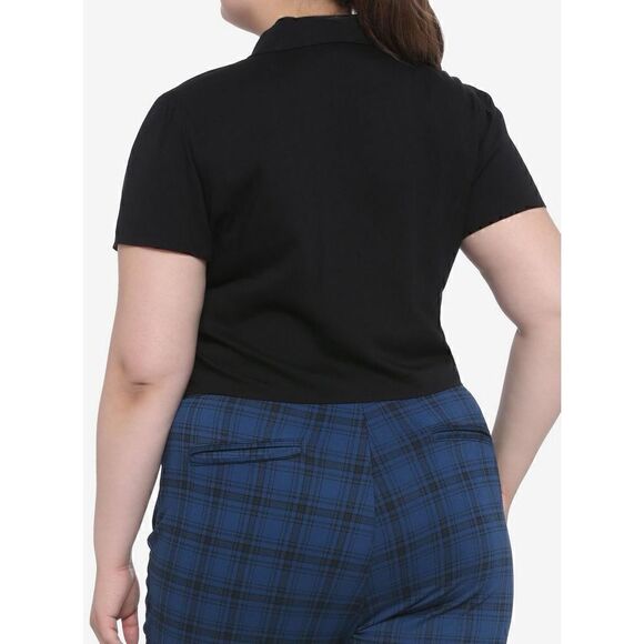 Not Today Planchette Tie-Front Girls Woven Button-Up Plus Size 2 - Picture 5 of 6